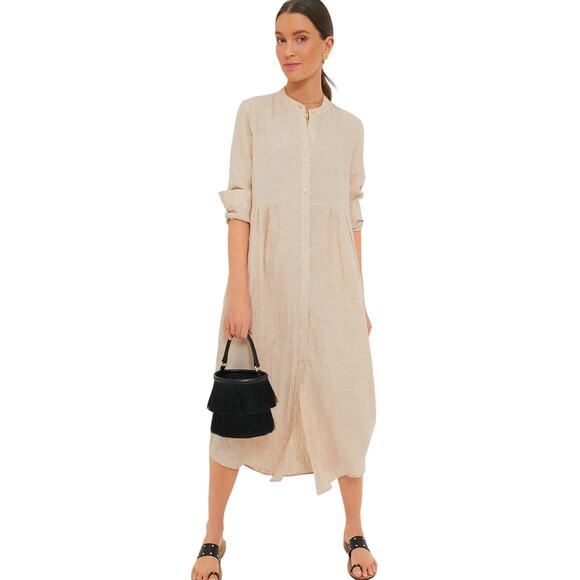 New Tuckernuck Pomander Place Women Small Tan Hemp Flax Lydell Maxi Dress 353217 - Picture 1 of 12